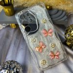 قاب موبایل گل پروانه ای شاین دار 3D برجسته s24ultra