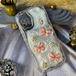 قاب موبایل گل پروانه ای شاین دار 3D برجسته a71