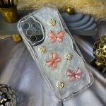 قاب موبایل گل پروانه ای شاین دار 3D برجسته a72