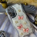 قاب موبایل گل پروانه ای شاین دار 3D برجسته s23fe